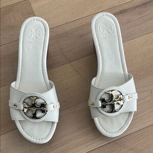 Tory Burch White Slide Sandals